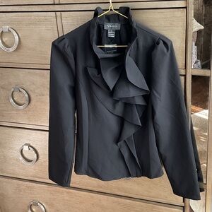 Gracia Women's Elegant Black Ruffle blouse; size S; new